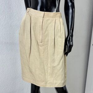 VTG 90s DKNY Beige Linen Blend Pencil Skirt with Pockets